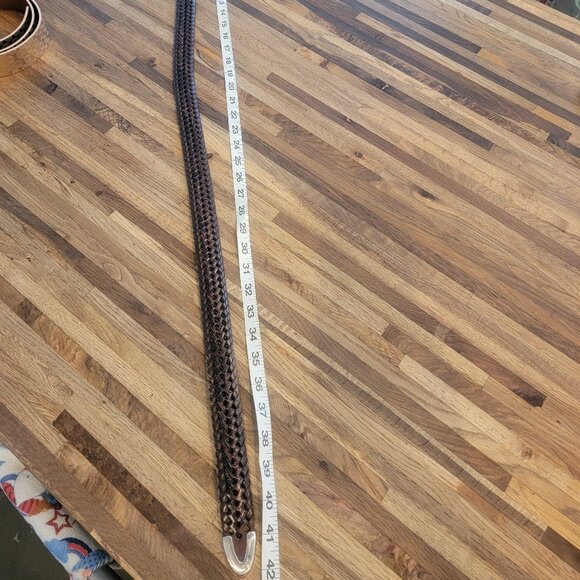 Fossil Brown Woven Leather Men's Belt with Silver Hardware/Buckle size 34 - Picture 10 of 10